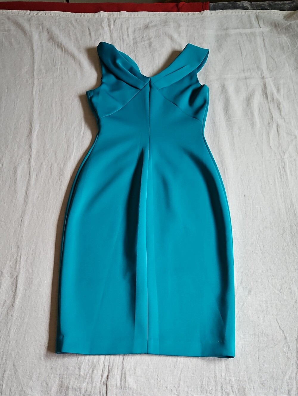 Calvin Klein Teal Sheath Sleeveless Dress With V-Neck Full Zipper Size 4 - Picture 13 of 16